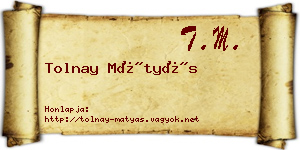 Tolnay Mátyás névjegykártya