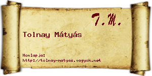 Tolnay Mátyás névjegykártya